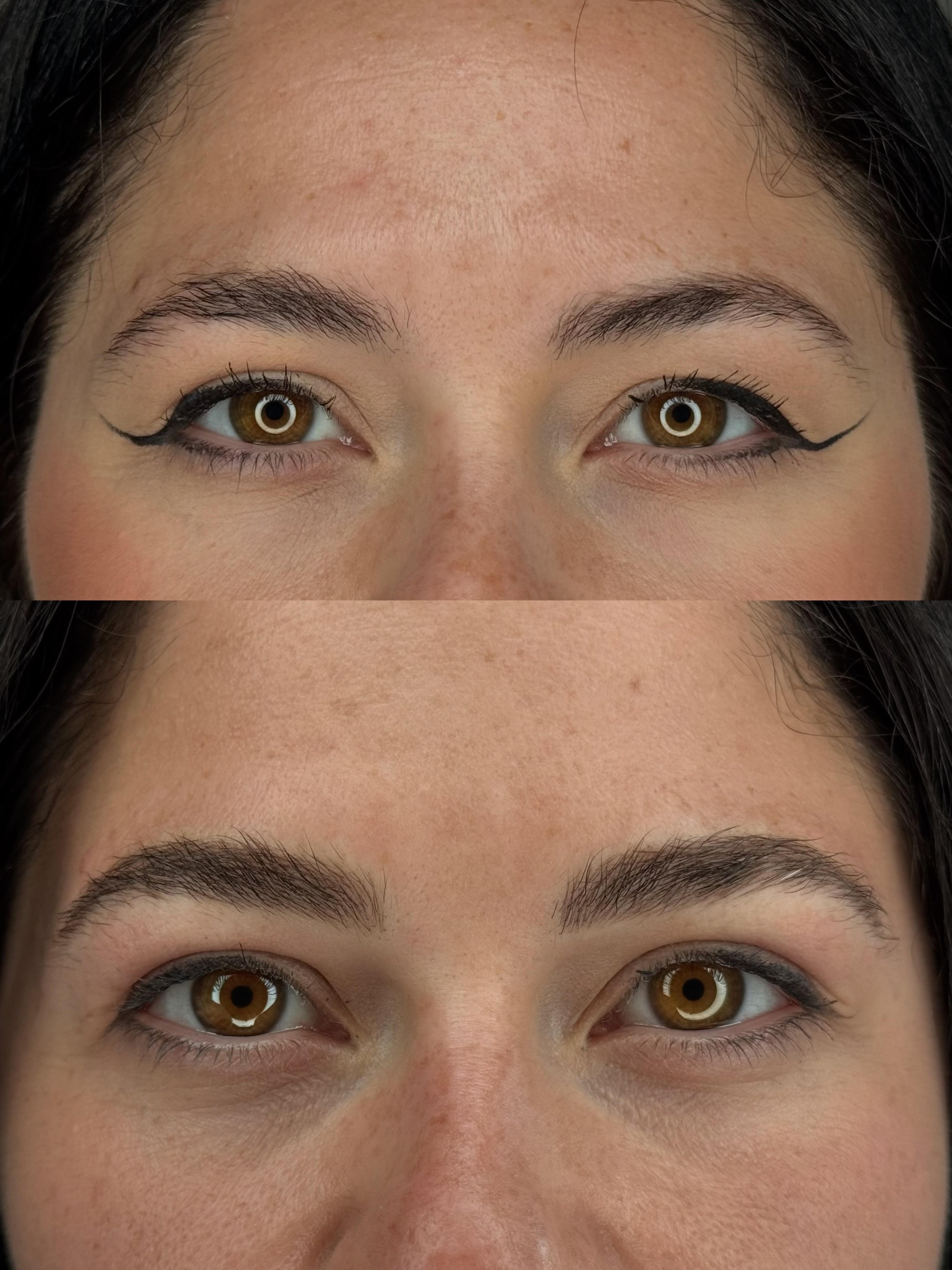 Prima e dopo eyeliner infracigliare realizzato da Paola Benchea a Roma